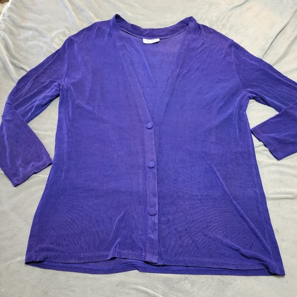 Vtg Maxima Cardigan Women Extra Large Slinky Button Front Long Sleeve Travel Top